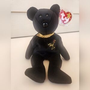 Ty Beanie Baby Bear in Black with Gold - THE END